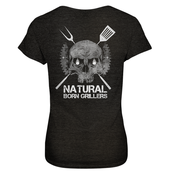 Natural Born Grillers Ladies Organic V-Neck Shirt